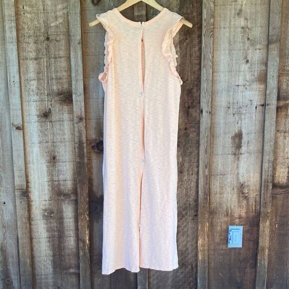 Target Cotton Ruffle Butterfly Sleeve Snap Button Back Midi Dress-orange/coral - Picture 3 of 10